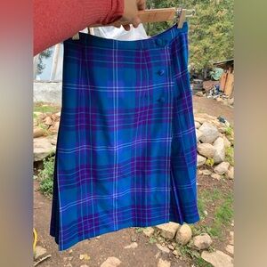 Vintage‎ Wool Teal Turquoise Blue Plaid Skirt Size 4 Wrap School Girt Twee Prep